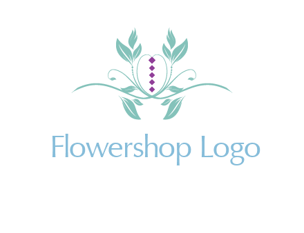 leaves and vines with puple gems logo