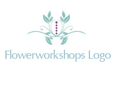 leaves and vines with puple gems logo