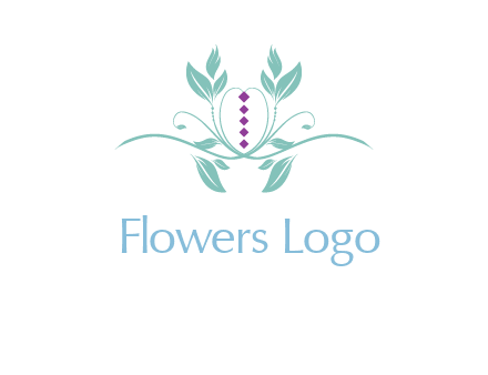 leaves and vines with puple gems logo