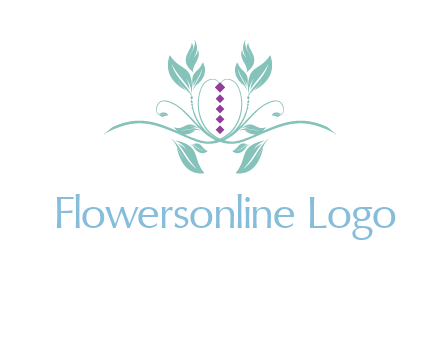 leaves and vines with puple gems logo