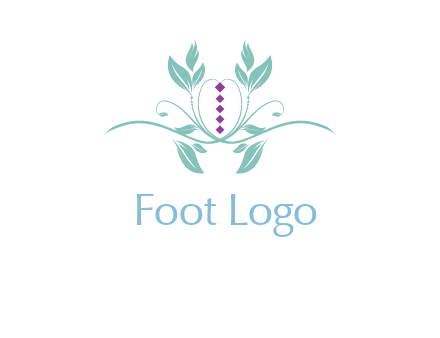 leaves and vines with puple gems logo