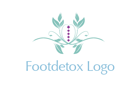 leaves and vines with puple gems logo