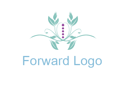 leaves and vines with puple gems logo