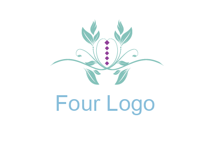 leaves and vines with puple gems logo