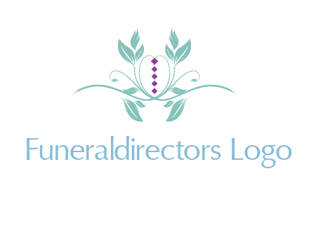 leaves and vines with puple gems logo