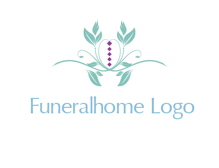 leaves and vines with puple gems logo