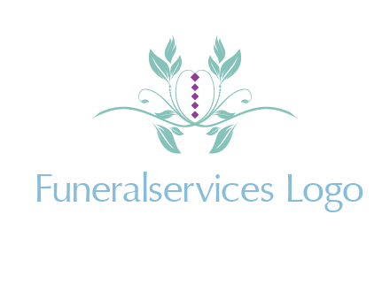 leaves and vines with puple gems logo
