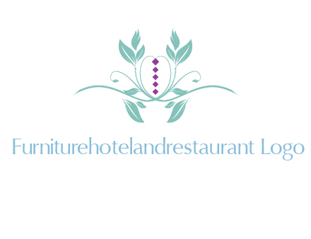 leaves and vines with puple gems logo