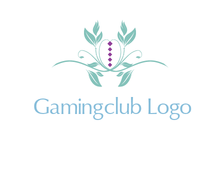 leaves and vines with puple gems logo