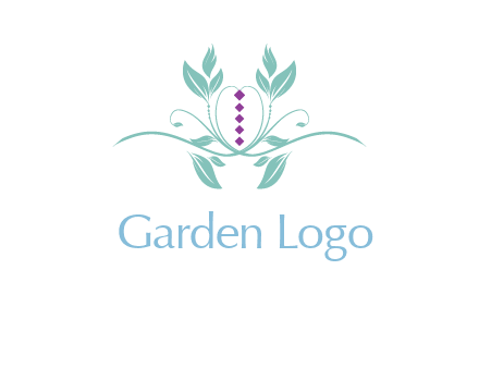 leaves and vines with puple gems logo