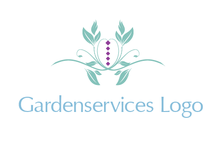 leaves and vines with puple gems logo