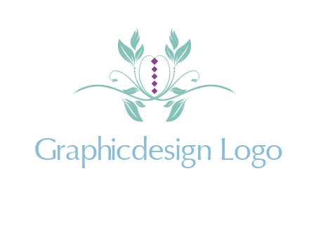 leaves and vines with puple gems logo