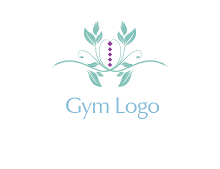 leaves and vines with puple gems logo