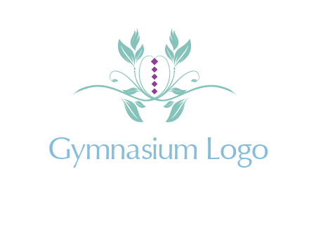 leaves and vines with puple gems logo
