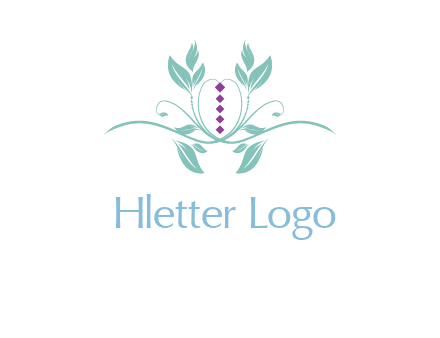 leaves and vines with puple gems logo