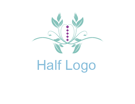 leaves and vines with puple gems logo