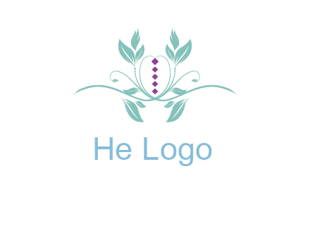 leaves and vines with puple gems logo