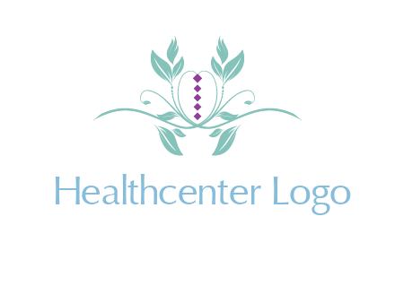 leaves and vines with puple gems logo