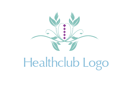 leaves and vines with puple gems logo