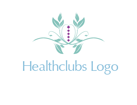 leaves and vines with puple gems logo