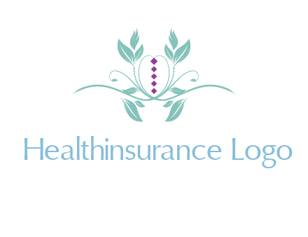 leaves and vines with puple gems logo