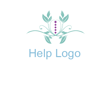 leaves and vines with puple gems logo