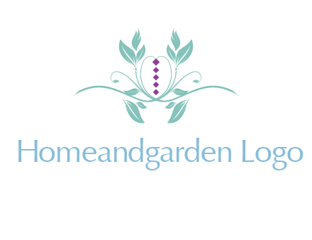 leaves and vines with puple gems logo