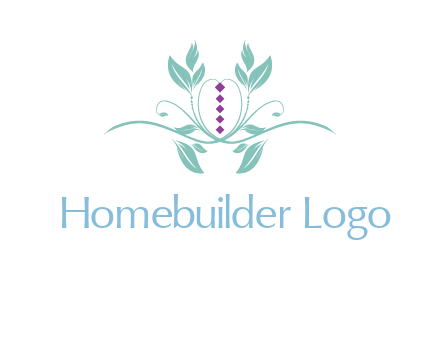 leaves and vines with puple gems logo