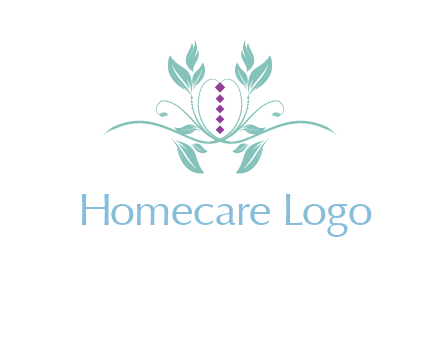 leaves and vines with puple gems logo