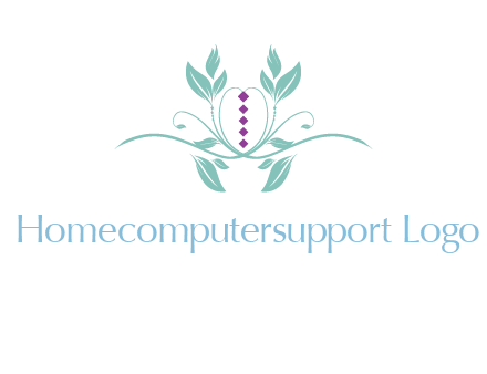 leaves and vines with puple gems logo