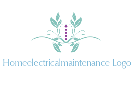 leaves and vines with puple gems logo