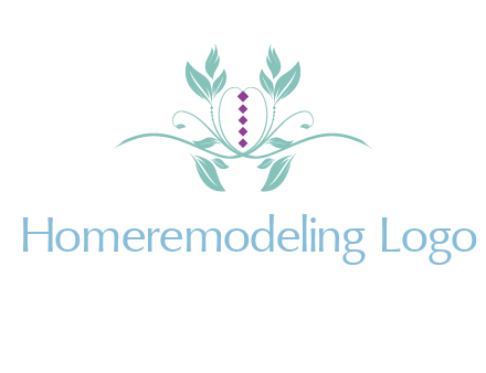 leaves and vines with puple gems logo