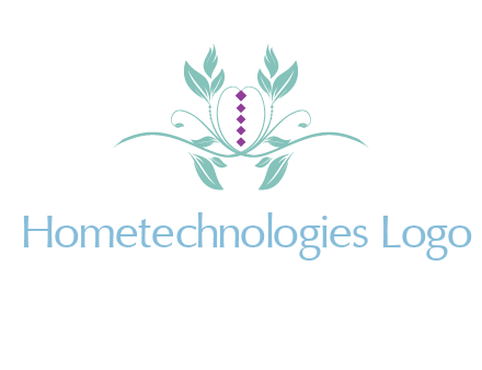 leaves and vines with puple gems logo