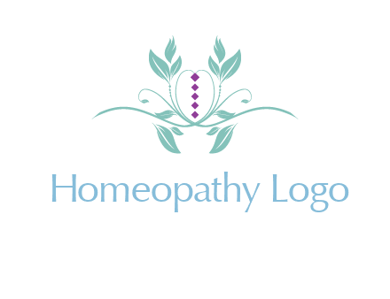 leaves and vines with puple gems logo