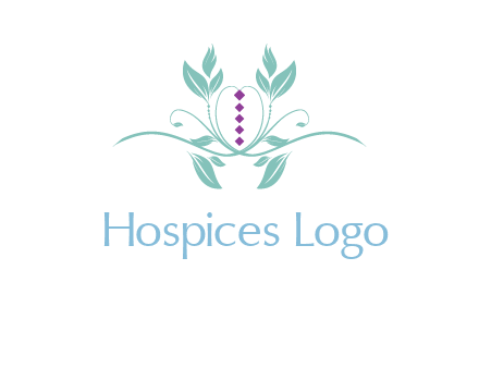 leaves and vines with puple gems logo