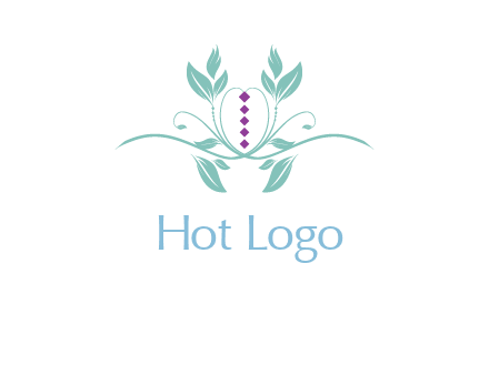 leaves and vines with puple gems logo