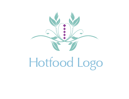 leaves and vines with puple gems logo