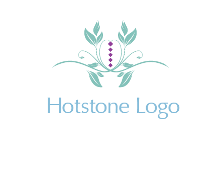 leaves and vines with puple gems logo
