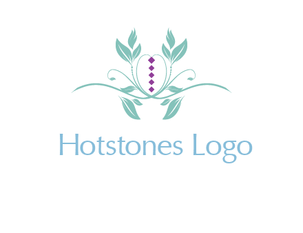 leaves and vines with puple gems logo