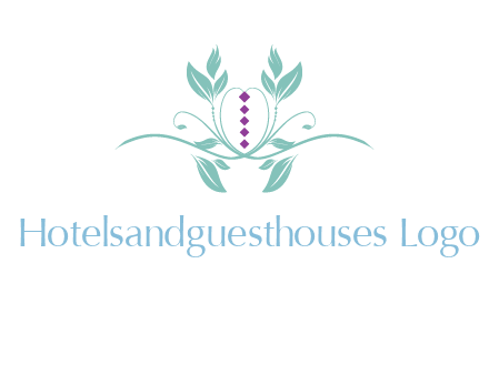 leaves and vines with puple gems logo