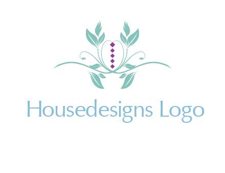 leaves and vines with puple gems logo