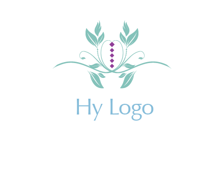 leaves and vines with puple gems logo