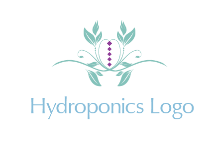 leaves and vines with puple gems logo