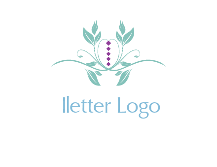leaves and vines with puple gems logo