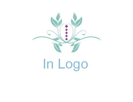 leaves and vines with puple gems logo
