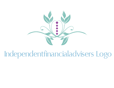 leaves and vines with puple gems logo