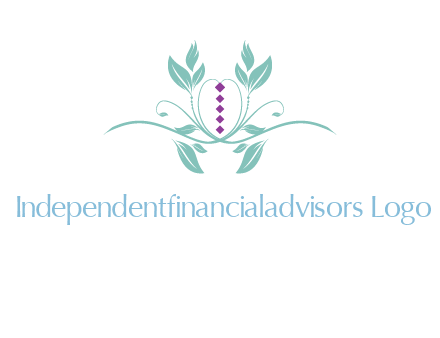 leaves and vines with puple gems logo