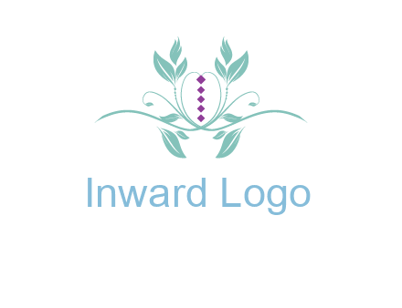 leaves and vines with puple gems logo