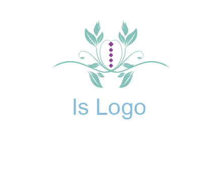 leaves and vines with puple gems logo