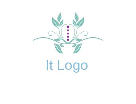 leaves and vines with puple gems logo
